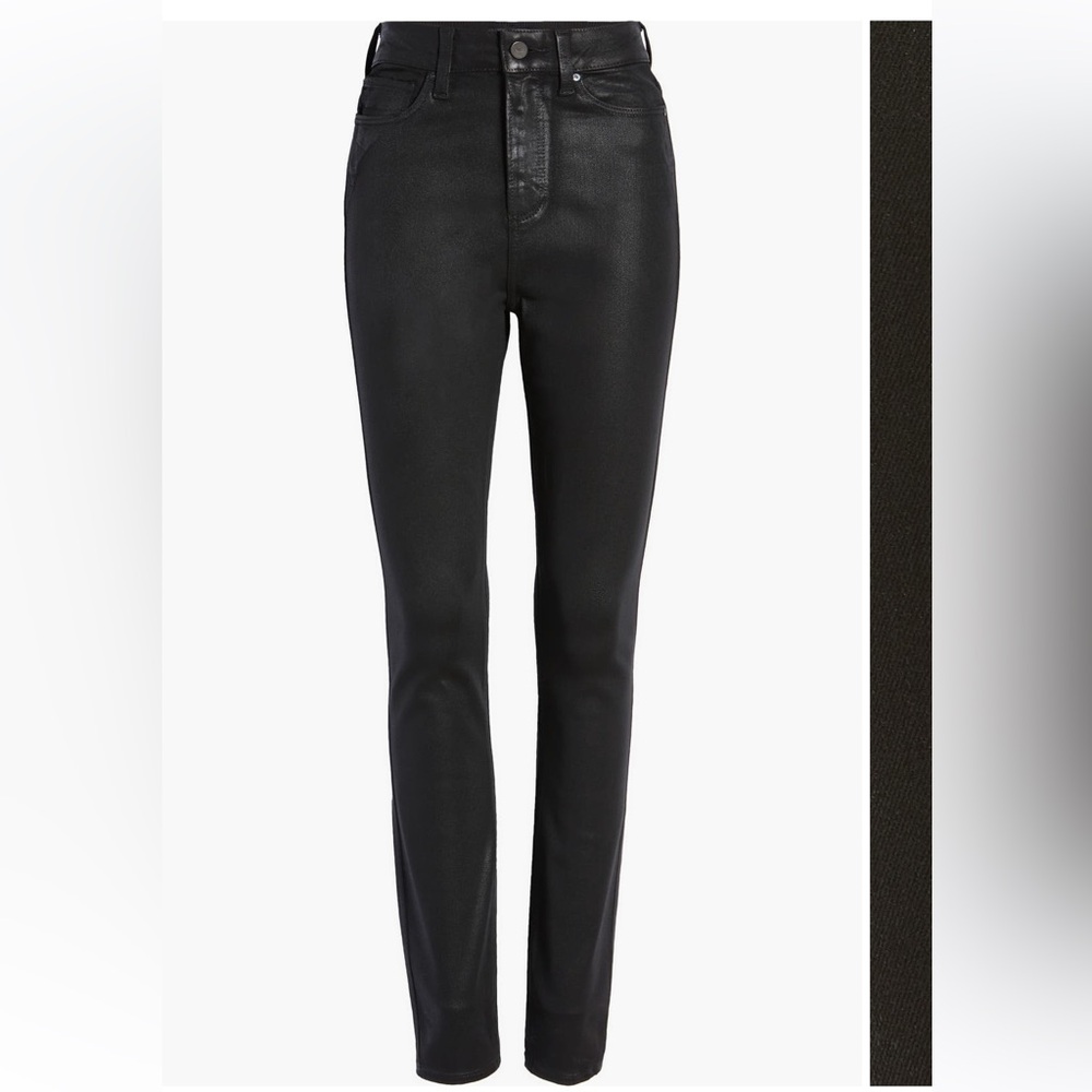 NWT PAIGE Cheeky ankle skinny jeans. Black fog luxe coating. Size 24.
